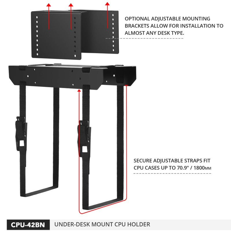 Penn Elcom Under-Desk Computer Mount, Adjustable Straps Fit up to 71 Inches - PC Tower Holder - Image 3
